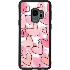 Coque Samsung Galaxy S9 - Silicone rigide noir Easter 2023 pink hearts