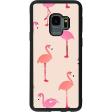 Coque Samsung Galaxy S9 - Silicone rigide noir Pink Flamingos Pattern