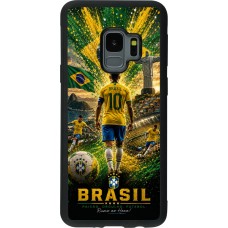 Coque Samsung Galaxy S9 - Silicone rigide noir Football Brésil splash 2026