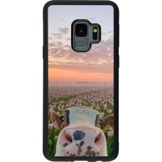 Coque Samsung Galaxy S9 - Silicone rigide noir Cow with tulips Spring 2026