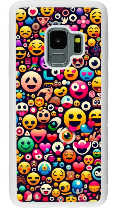 Samsung Galaxy S9 Case Hülle - Silikon weiss Emoji Mix Farbe