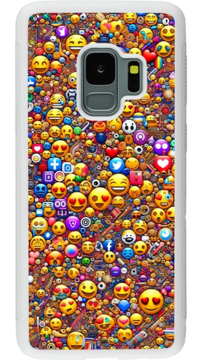 Samsung Galaxy S9 Case Hülle - Silikon weiss Emoji gemischt