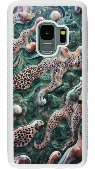Samsung Galaxy S9 Case Hülle - Silikon weiss Grüner Marmor und abstrakter Leopard
