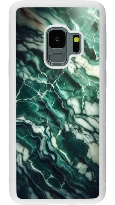 Samsung Galaxy S9 Case Hülle - Silikon weiss Majestätischer grüner Marmor