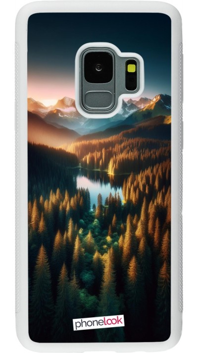 Coque Samsung Galaxy S9 - Silicone rigide blanc Sunset Forest Lake