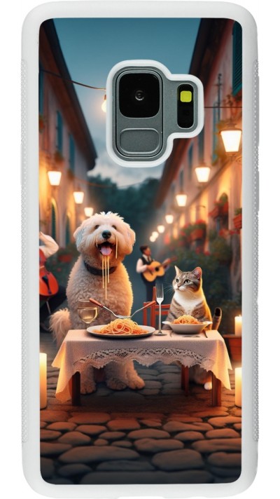 Coque Samsung Galaxy S9 - Silicone rigide blanc Valentine 2024 Dog & Cat Candlelight