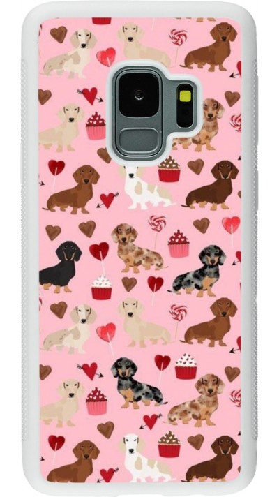 Coque Samsung Galaxy S9 - Silicone rigide blanc Valentine 2024 puppy love