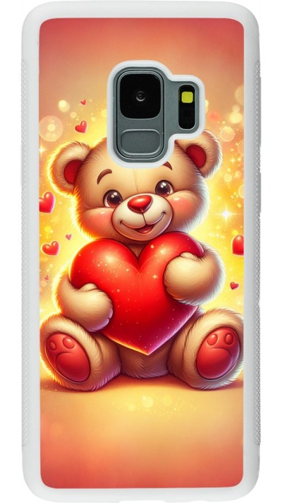 Coque Samsung Galaxy S9 - Silicone rigide blanc Valentine 2024 Teddy love