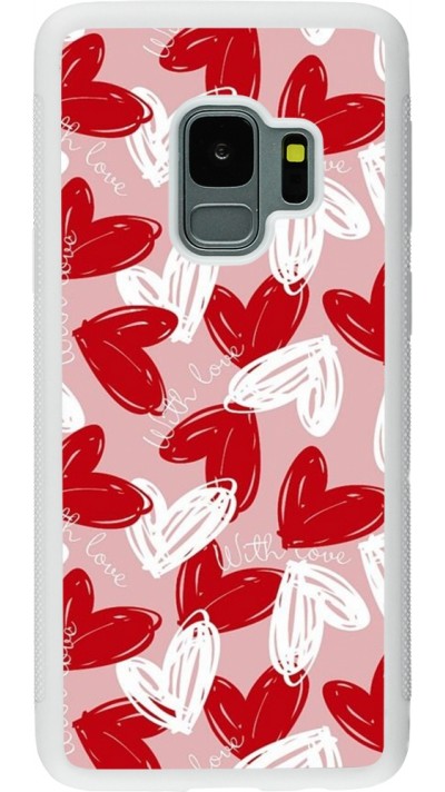 Coque Samsung Galaxy S9 - Silicone rigide blanc Valentine 2024 with love heart