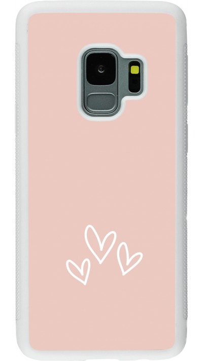 Coque Samsung Galaxy S9 - Silicone rigide blanc Valentine 2023 three minimalist hearts