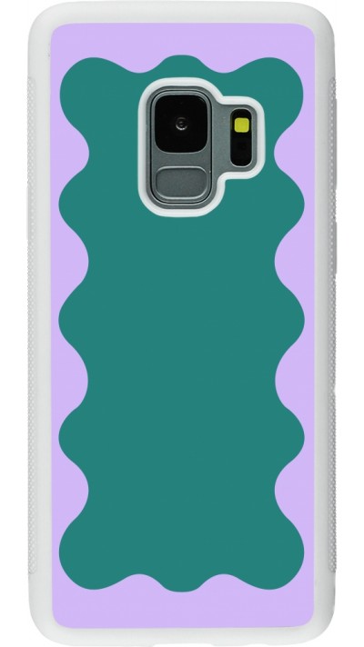 Coque Samsung Galaxy S9 - Silicone rigide blanc Wavy Rectangle Green Purple