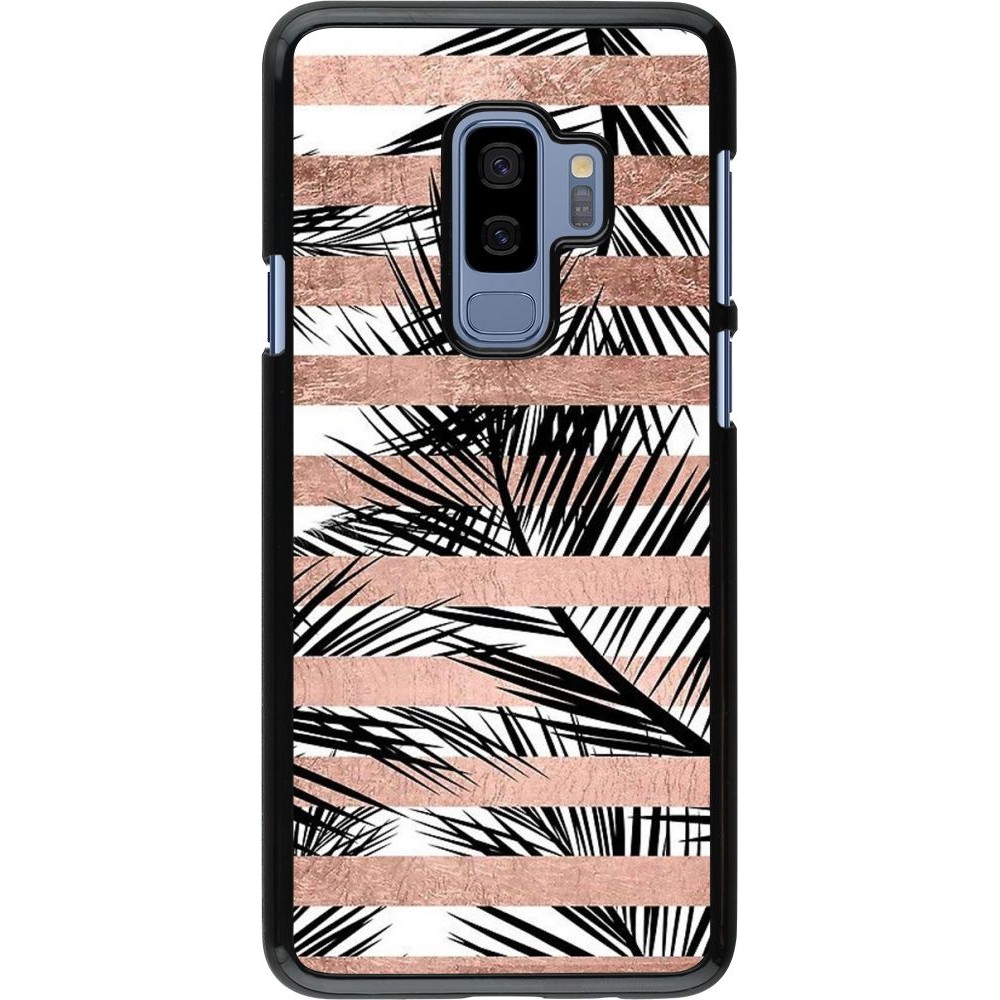 Coque Samsung Galaxy S9+ - Palm trees gold stripes