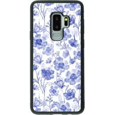 Coque Samsung Galaxy S9+ - Silicone rigide noir Spring 23 watercolor blue flowers