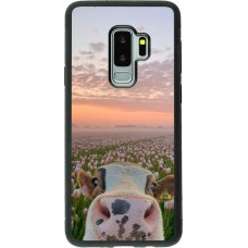 Coque Samsung Galaxy S9+ - Silicone rigide noir Cow with tulips 2026