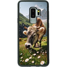 Coque Samsung Galaxy S9+ - Silicone rigide noir Vache montagne Valais