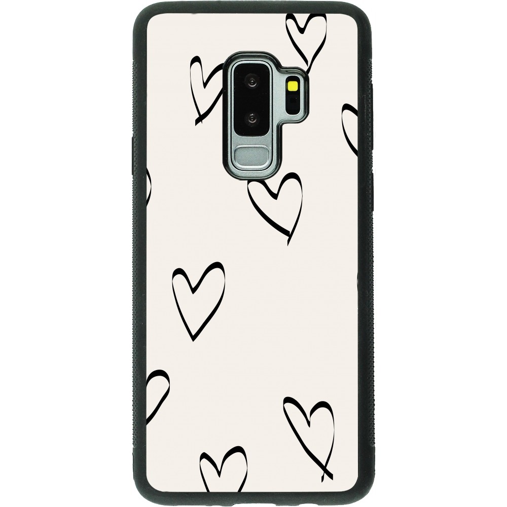 Samsung Galaxy S9+ Case Hülle - Silikon schwarz Valentine 2023 minimalist hearts