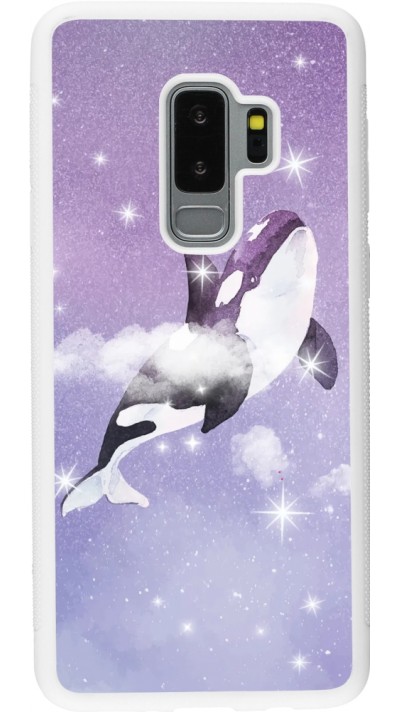 Coque Samsung Galaxy S9+ - Silicone rigide blanc Whale in sparking stars
