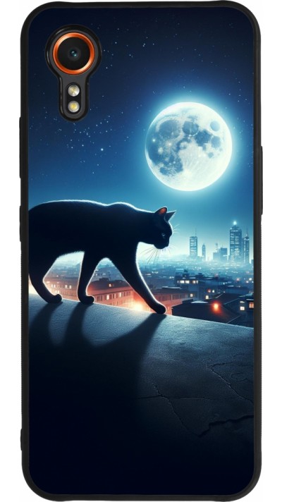 Samsung Galaxy XCover 7 Case Hülle - Silikon schwarz Schwarze Katze unter dem Vollmond