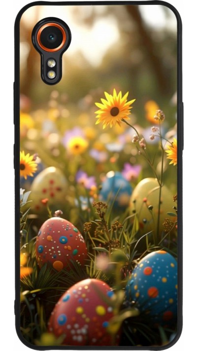 Samsung Galaxy XCover 7 Case Hülle - Silikon schwarz Easter 2026 Decorated eggs