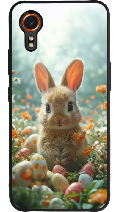 Samsung Galaxy XCover 7 Case Hülle - Silikon schwarz Easter 2026 Rabbit in the garden