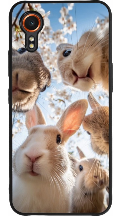 Samsung Galaxy XCover 7 Case Hülle - Silikon schwarz Easter 2026 Rabbits