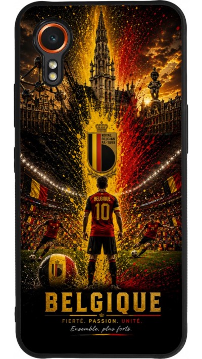 Coque Samsung Galaxy XCover 7 - Silicone rigide noir Football Belgique splash 2026
