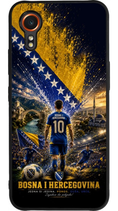 Coque Samsung Galaxy XCover 7 - Silicone rigide noir Football Bosnie-Herzégovine splash 2026