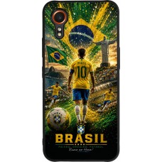 Coque Samsung Galaxy XCover 7 - Silicone rigide noir Football Brésil splash 2026