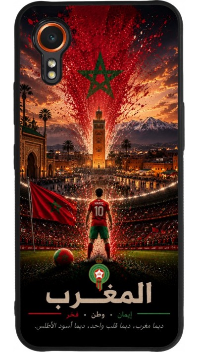 Coque Samsung Galaxy XCover 7 - Silicone rigide noir Football Maroc splash 2026