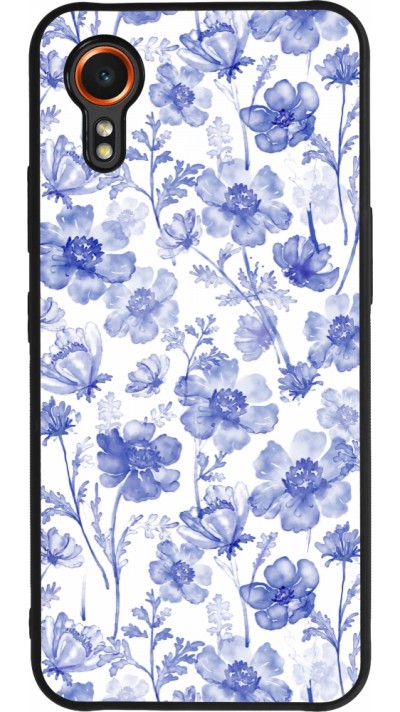 Samsung Galaxy XCover 7 Case Hülle - Silikon schwarz Spring 23 watercolor blue flowers