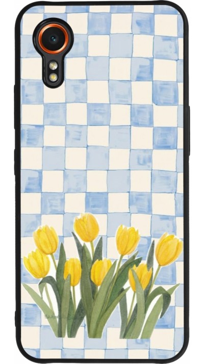 Samsung Galaxy XCover 7 Case Hülle - Silikon schwarz Blue vichy tulips Spring 2026