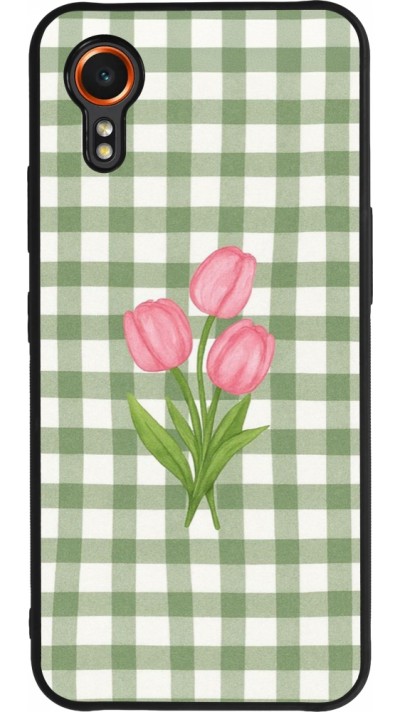 Samsung Galaxy XCover 7 Case Hülle - Silikon schwarz Green vichy tulips Spring 2026