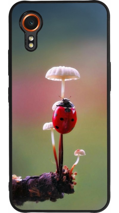 Samsung Galaxy XCover 7 Case Hülle - Silikon schwarz Ladybird on a mushroom Spring 2026