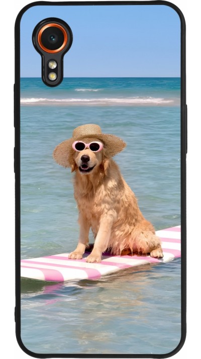 Samsung Galaxy XCover 7 Case Hülle - Silikon schwarz Summer Dog on Paddle