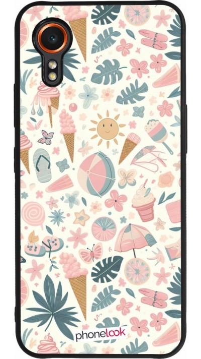 Samsung Galaxy XCover 7 Case Hülle - Silikon schwarz Sommer Pink Muster