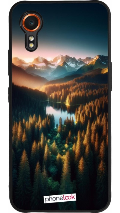 Samsung Galaxy XCover 7 Case Hülle - Silikon schwarz Sonnenuntergang Waldsee