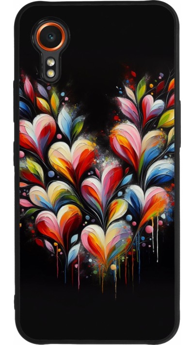 Samsung Galaxy XCover 7 Case Hülle - Silikon schwarz Valentin 2024 Schwarzes Herz Abstrakt