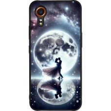 Coque Samsung Galaxy XCover 7 - Silicone rigide noir Valentine 2024 Love under the moon