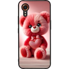 Coque Samsung Galaxy XCover 7 - Silicone rigide noir Valentine 2024 Ourson rose