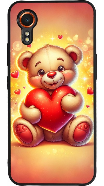 Samsung Galaxy XCover 7 Case Hülle - Silikon schwarz Valentin 2024 Teddy Liebe