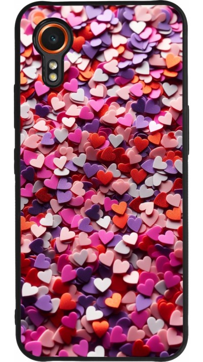 Samsung Galaxy XCover 7 Case Hülle - Silikon schwarz Valentin 2025 Konfetti