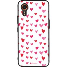 Samsung Galaxy XCover 7 Case Hülle - Silikon schwarz Valentine 2022 Many pink hearts