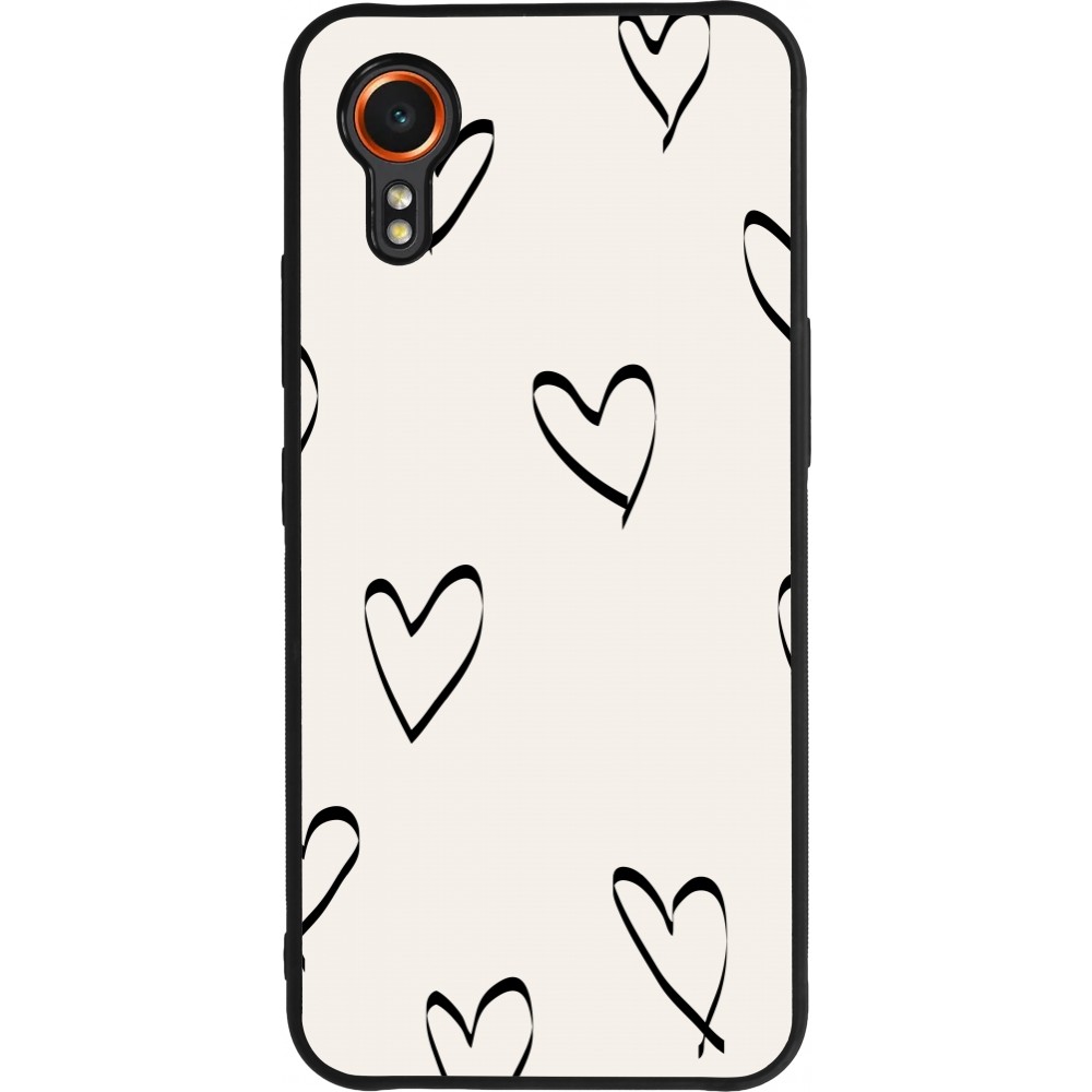 Coque Samsung Galaxy XCover 7 - Silicone rigide noir Valentine 2023 minimalist hearts