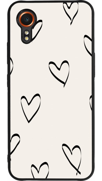 Samsung Galaxy XCover 7 Case Hülle - Silikon schwarz Valentine 2023 minimalist hearts