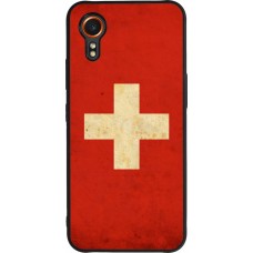 Coque Samsung Galaxy XCover 7 - Silicone rigide noir Vintage Flag SWISS