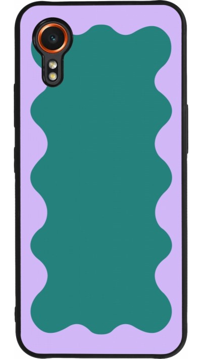 Samsung Galaxy XCover 7 Case Hülle - Silikon schwarz Wavy Rectangle Green Purple