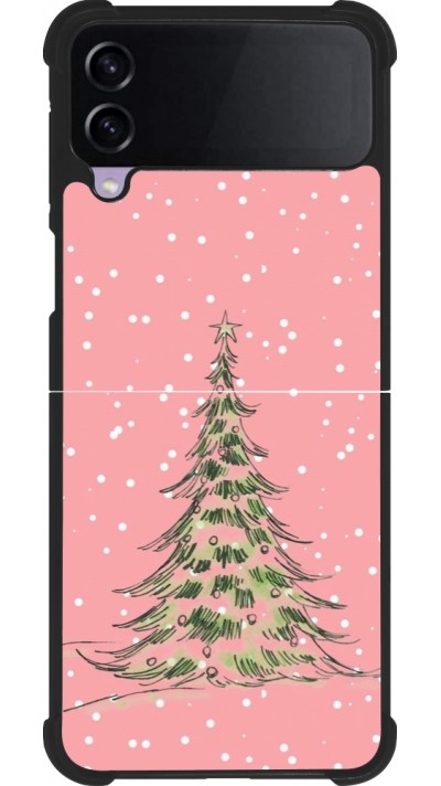 Coque Samsung Galaxy Z Flip3 5G - Silicone rigide noir Christmas 25 Pink Tree