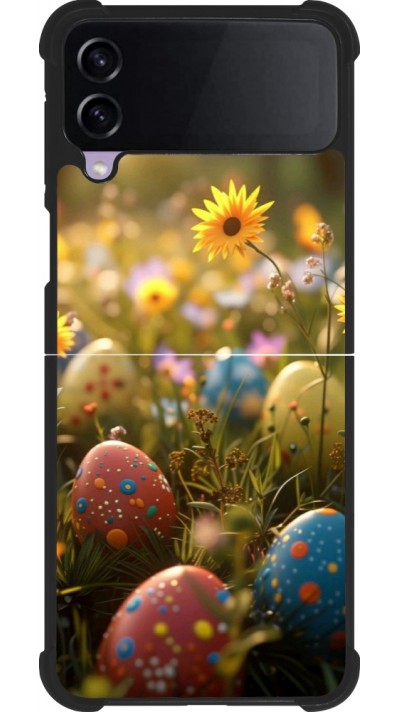 Coque Samsung Galaxy Z Flip3 5G - Silicone rigide noir Easter 2026 Decorated eggs