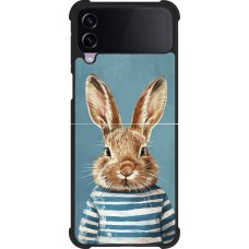 Coque Samsung Galaxy Z Flip3 5G - Silicone rigide noir Easter 2026 Rabbit navy