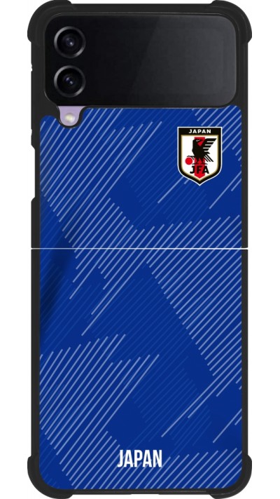 Coque Samsung Galaxy Z Flip3 5G - Silicone rigide noir Maillot de football Japon 2022 personnalisable